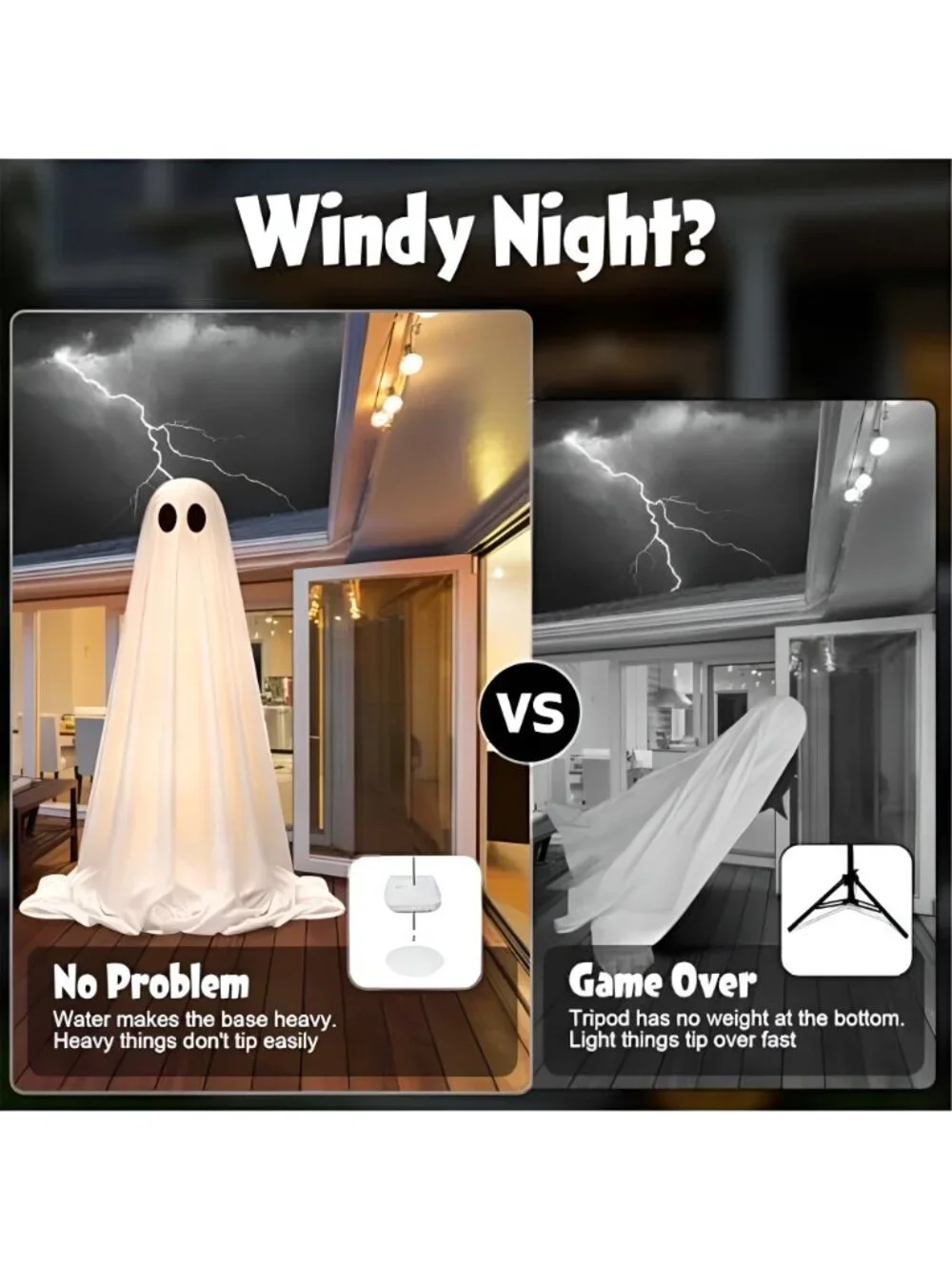 Halloween Decorations Outdoor Indoor, 2 Pack Light Up Cute Ghost Decoration,